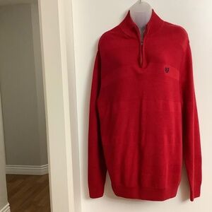 CHAPS MENS 100% Cotton red cotton sweater. Large EXCELLENT COND.